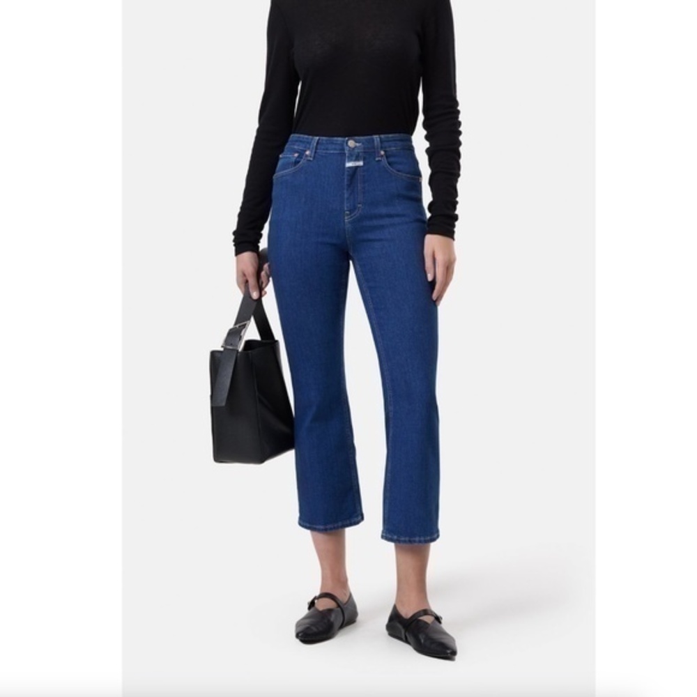 Closed Hi Sun Flared Jeans Dark Blue Organic Cotton Blend Size 27 NWT